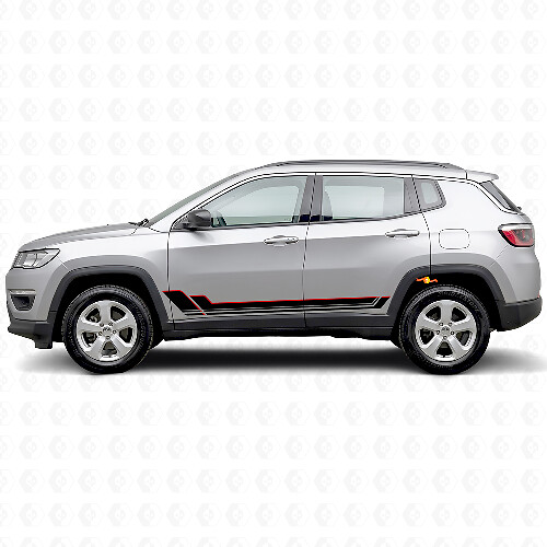 Twin Stripes Rocker Panel Vinyl Decal for Jeep Compass 2016+_1
