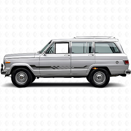 Checkered Flag Side Stripes Vinyl Decal for Jeep Wagoneer 1963-1991_1