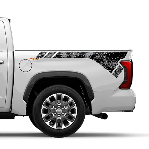 Topographic Style Rear Side Vinyl Decal For Toyota Tundra 2022+
