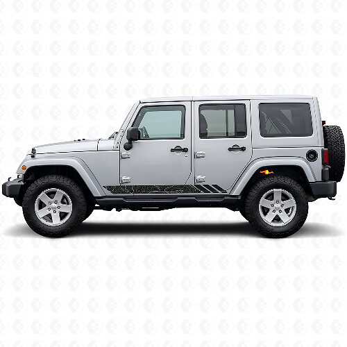 Topographic Style Stripes Side Vinyl Decal for Jeep Wrangler JK 2007-2018