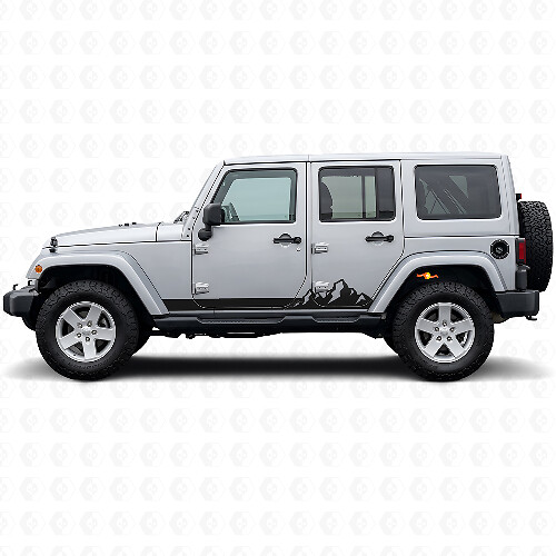 Mountains Thin Stripes Side Vinyl Decal for Jeep Wrangler JK 2007-2018_1