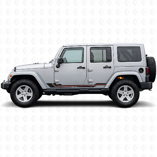 Curved Lines Rocker Panel Vinyl Decal for Jeep Wrangler JK 2007-2018_1