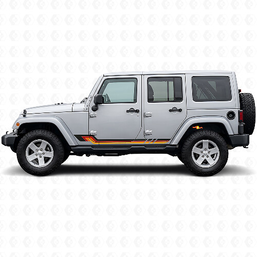 Vintage Style Side Stripes Vinyl Decal for Jeep Wrangler JK 2007-2018_1