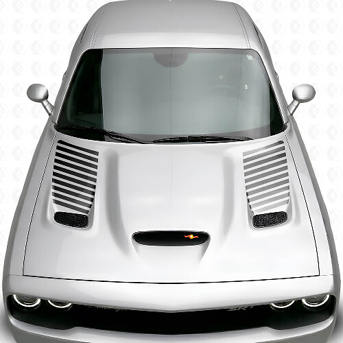 Striped Hood Vent Insert Vinyl Decal Kit for Dodge Challenger 2015+_1