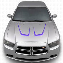 Twin Cambered Hood Stripes Vinyl Decal Kit 2 for Dodge Charger 2011-2014_2