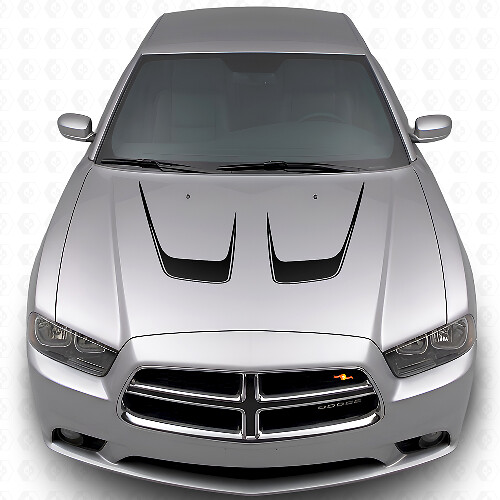 Double Curved Hood Stripes Vinyl Decal for Dodge Charger 2011-2014_1