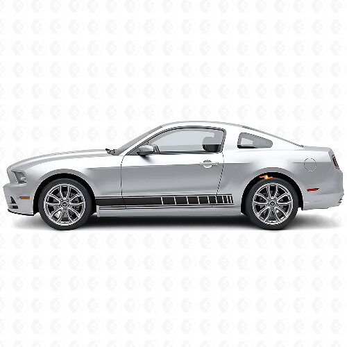 Checkered Rocker Panel Stripes Vinyl Decal Kit for Musclecar 2010-2014_1