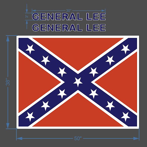 General Lee Flag and Letters Vinyl Decal Sticker