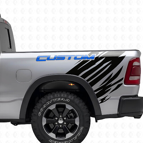 Custom Lettering Grunge Style Rear Side Vinyl Decal Kit for Dodge Ram_1
