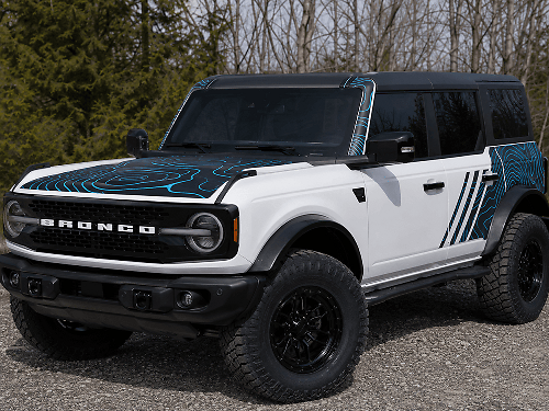 Topographical Map Full Vinyl Decal Kit for Ford Bronco