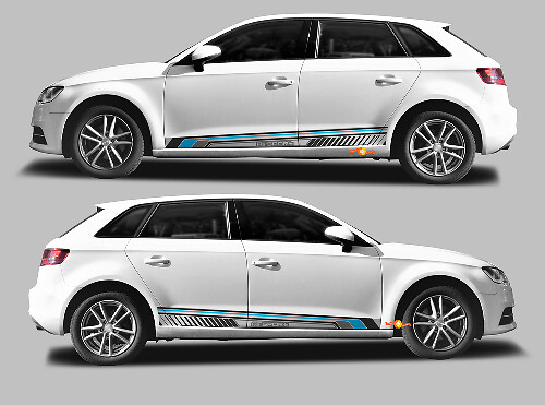 A3 Sport Techno Style Side Stripes Vinyl Decal Kit for Audi A3 Sportback