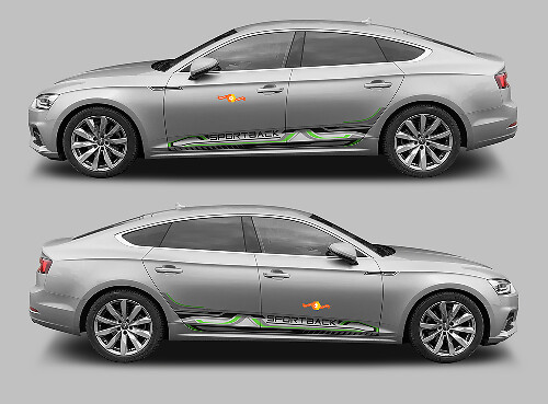 Sportback Techno Style Rocker Panel Stripes Vinyl Decal Kit for Audi A5
