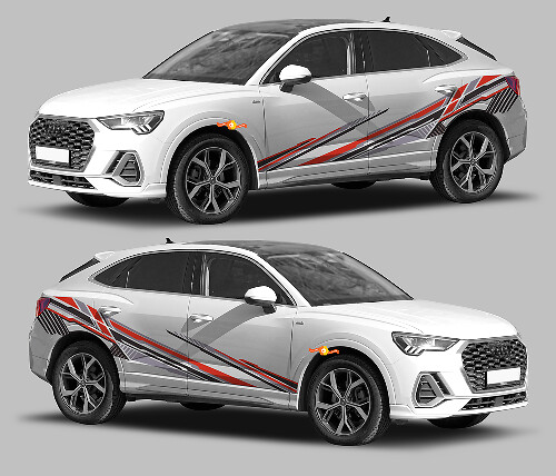 Techno Style Side Stripes Vinyl Decal Kit for Audi Q3 2019 