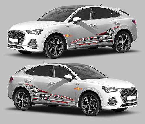 Q3 Logo & Abstract Side Stripes Vinyl Decal Kit for Audi Q3 2019 _1
