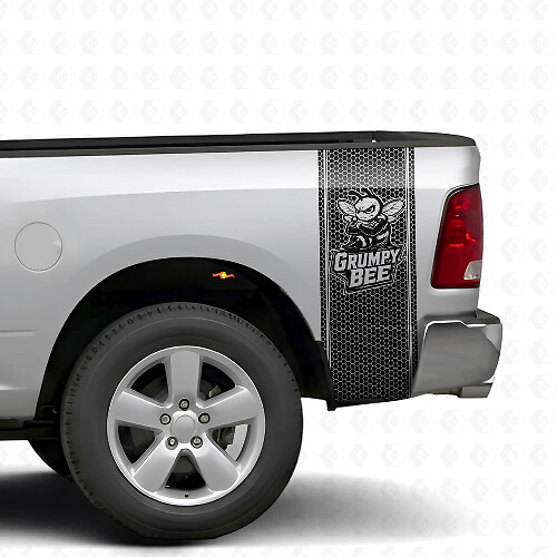 Grumpy Bee Honeycomb Style Bedside Stripes Vinyl Decal Kit for Dodge Ram Truck