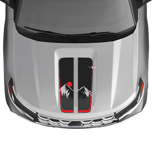 Mountain Sunset Hood Stripes Vinyl Decal Kit for Ford Explorer ST 2020-26