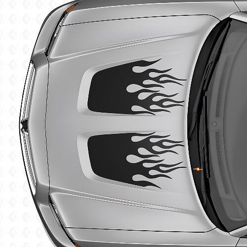 Flame Style Dual Hood Stripes Vinyl Decal Set for Dodge Charger