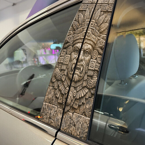 Aztec God Face Door Pillar Vinyl Decal Set