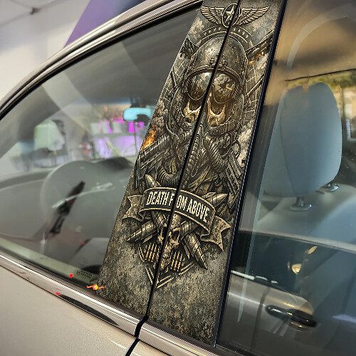 Combat Pilot Skull Door Pillar Vinyl Decal Set