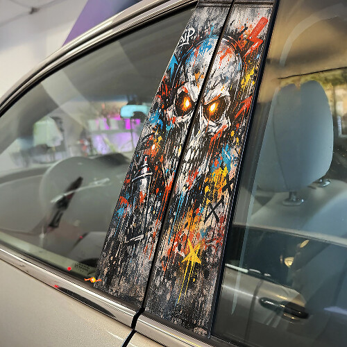 Graffiti Skull Door Pillar Vinyl Decal Set