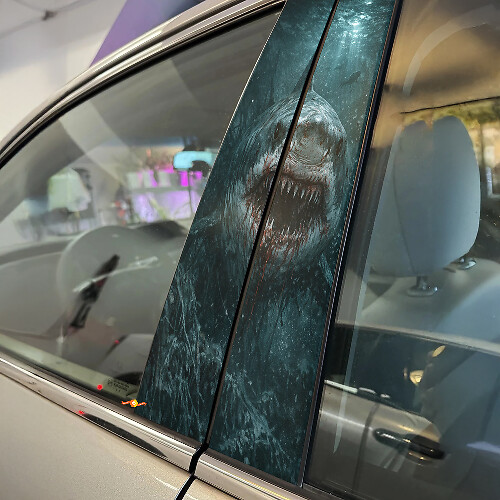 Great White Shark Door Pillar Vinyl Decal Set