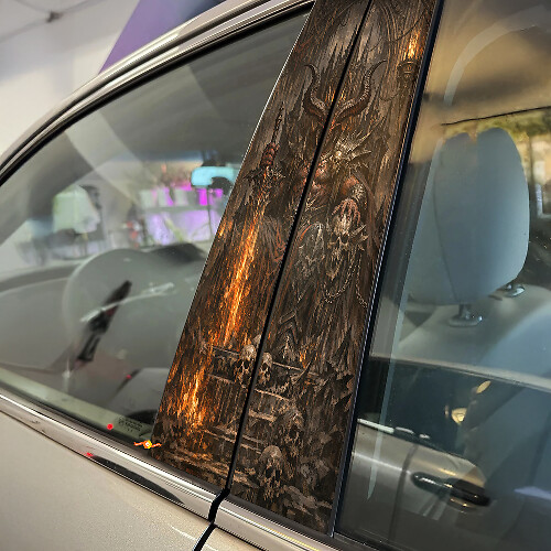 Horned Demon King Door Pillar Vinyl Decal Set