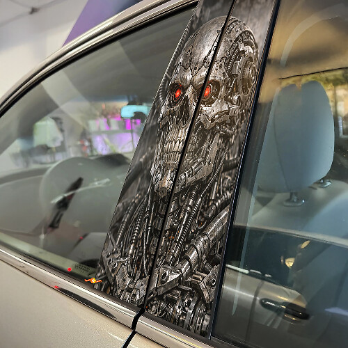Mechanical Skull Door Pillar Vinyl Decal Set_1