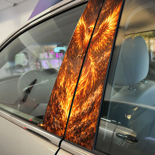 Fire Phoenix Door Pillar Vinyl Decal Set