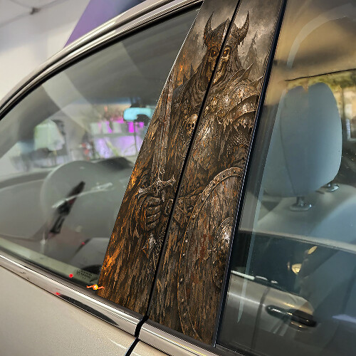Armored Skeleton Warrior Door Pillar Vinyl Decal Set
