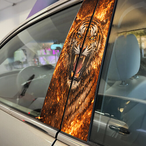 Fire Tiger Door Pillar Vinyl Decal Set_1