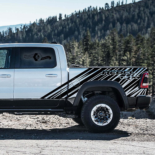 TRX Rebel Bedside Stripes Vinyl Decal Set for Dodge Ram Rebel 2021+