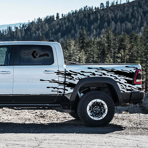 Mud Splash Bedside Vinyl Decal Set for Dodge Ram Rebel 2021+