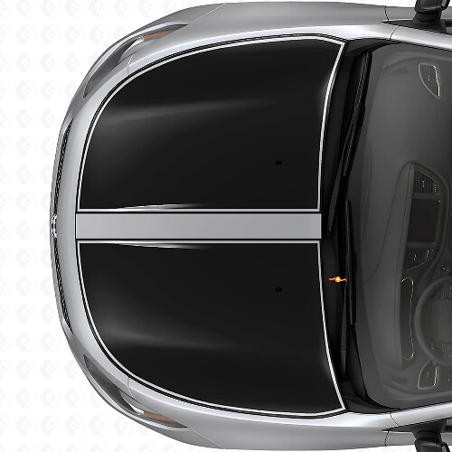 Dual Blackout Outline Hood Stripes Vinyl Decal Set for Dodge Dart 2013+_1