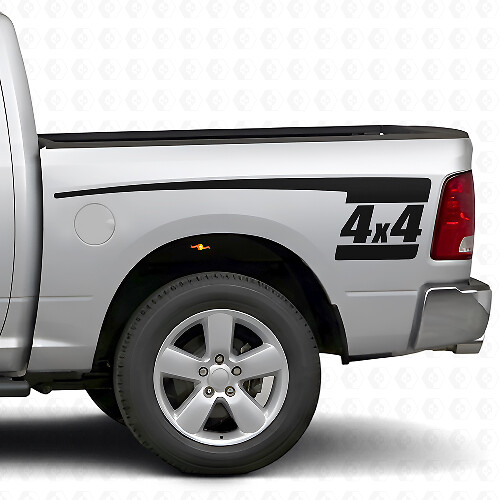 4x4 Hockey Stick Style Rear Side Vinyl Decal Kit for Dodge Ram 2009-18_1