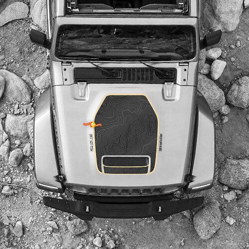Topographic Map Hood Vent Vinyl Decal for Jeep Wrangler 