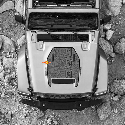 392 Topographic Map Hood Vent Vinyl Decal for Jeep Wrangler 