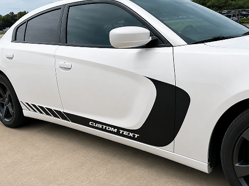 Custom Side Body Stripe Vinyl Decal Sticker Graphics with Custom Text for 4-Door Sport Sedan for Dodge Charger