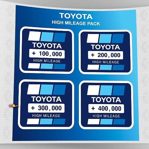 Toyota High Mileage Heritage Blue Retro Vintage Sticker Pack Decals Graphics