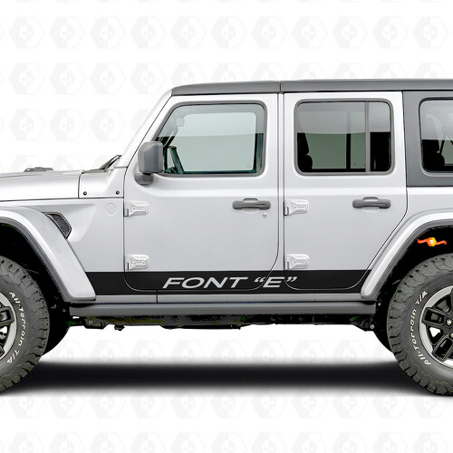 Custom Text Straight Stripes Side Vinyl Decal Sticker for Jeep Wrangler 2018-2027
