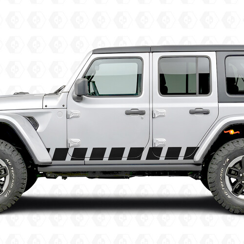 Block Style Stripes Side Vinyl Decal Sticker for Jeep Wrangler 2018-2027