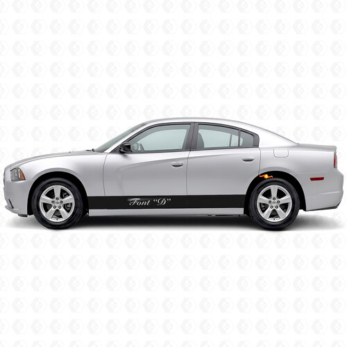 Straight Stripes & Custom Text Side Vinyl Decal Sticker for Dodge Charger 2011-2014