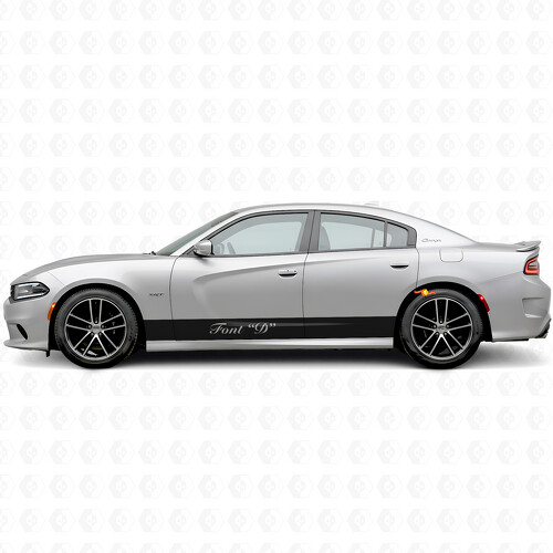 Straight Stripes & Custom Text Side Vinyl Decal Sticker for Dodge Charger 2015-2026