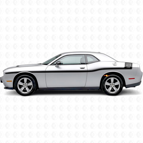 Outline Stripes with Custom Text Side Vinyl Decal Sticker for Dodge Challenger