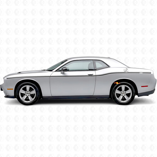 Custom Twin Varying Widths Stripes Side Vinyl Decal Sticker for Dodge Challenger