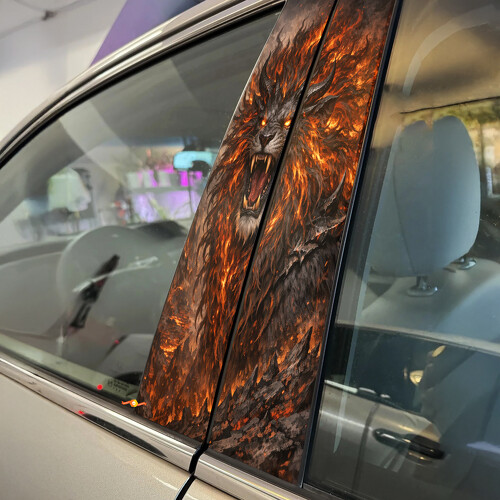 Demon Lion Door Pillar Vinyl Decal Sticker_1