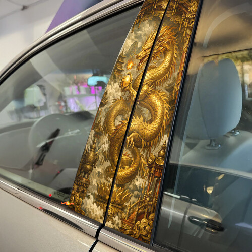 Golden Dragon Door Pillar Vinyl Decal Sticker