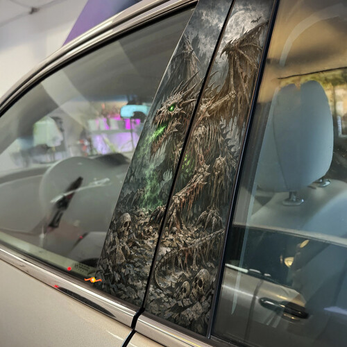 Undead Dragon Door Pillar Vinyl Decal Sticker