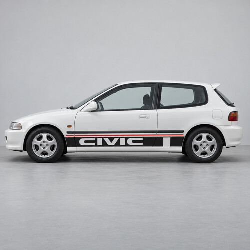 Wide Type Notch CIVIC Side Vinyl Decal Sticker for Honda Civic EG Hatchback 1991-1995_1