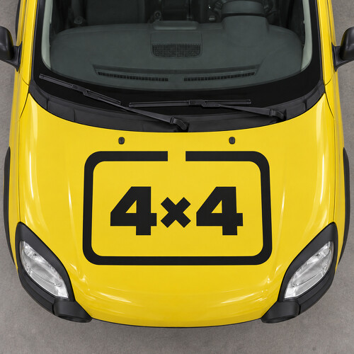 Four Square 4x4 Hood Vinyl Decal Sticker for Fiat Panda Cross 319 2014_1