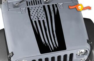 USA flag Jeep Wrangler Decal Blackout Hood Vinyl Matte Black Colors Sticker JK LJ TJ